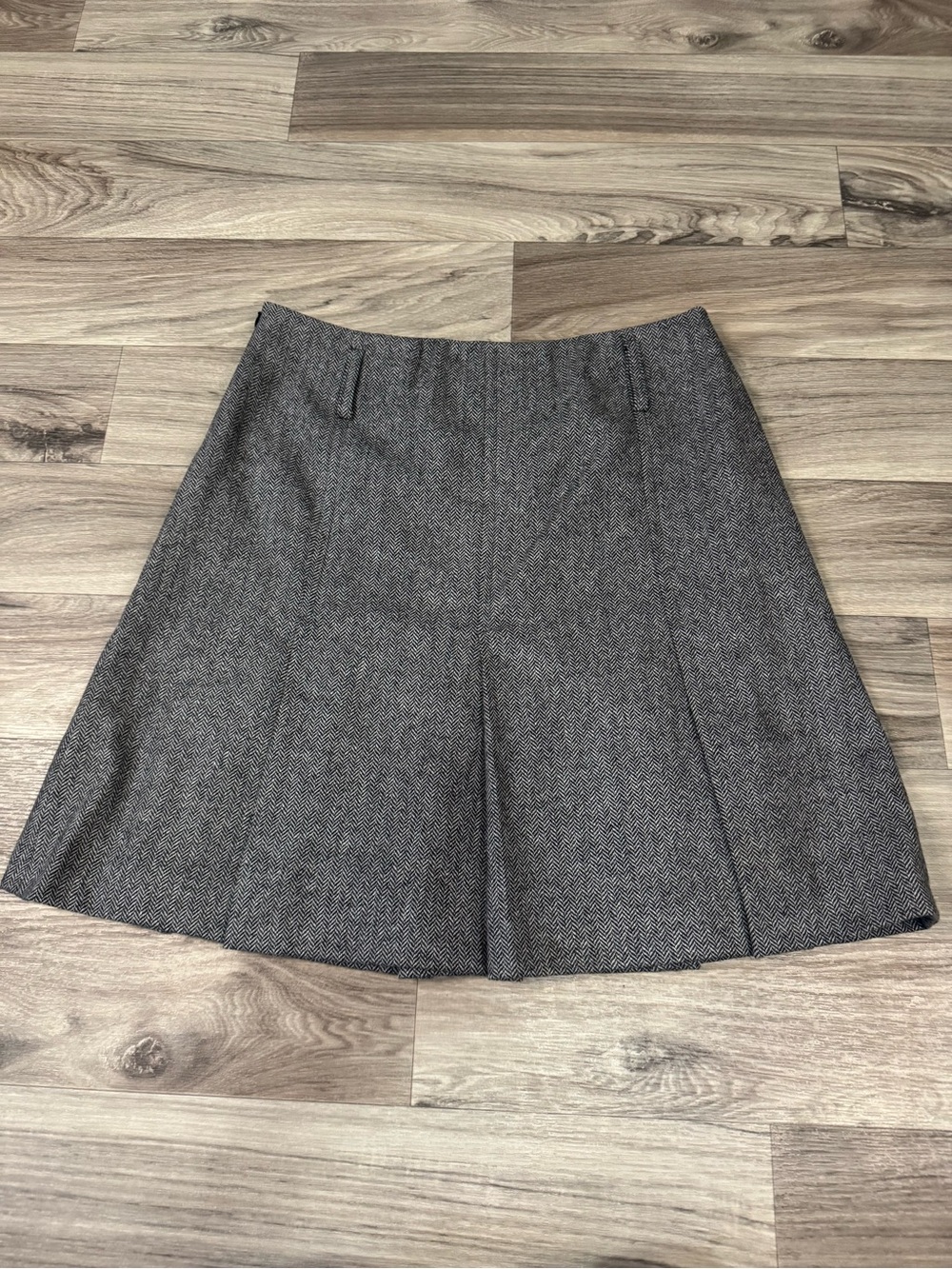 Barbour Classic Pleated Herringbone Skirt Wool Cashmere Blend Fully Lined Sz 8 - Picture 9 of 9